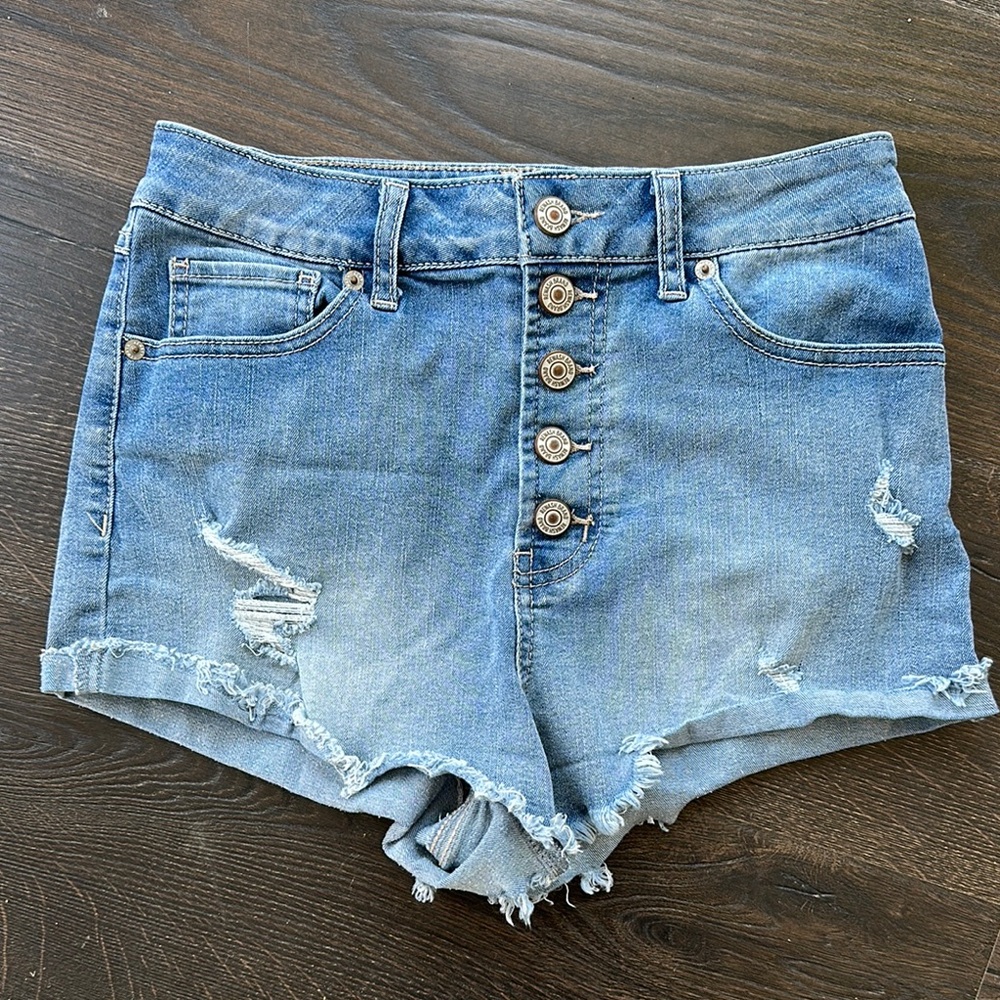 Denim Button-Up Women's Shorts